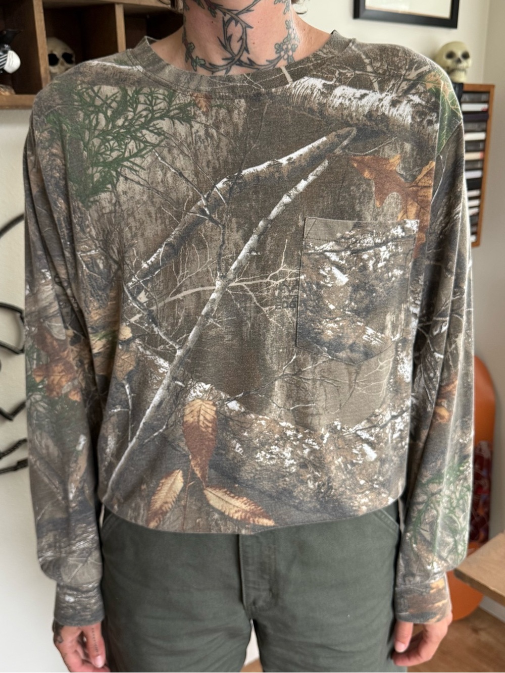 Hunting Camo Long Sleeve Pocket Tee ~ Size XL